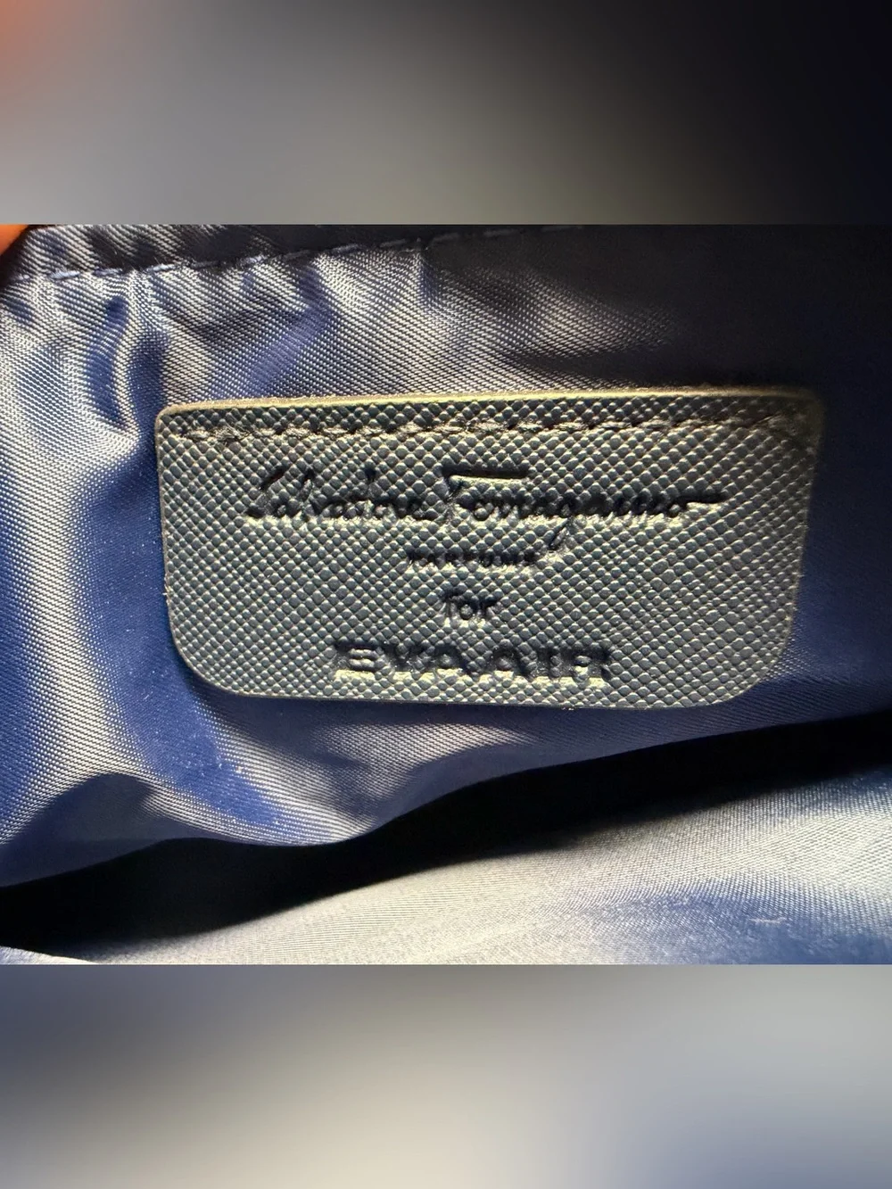Salvatore Ferragamo x EVA Air Black & Navy Saffiano Wristlet Pouch Case